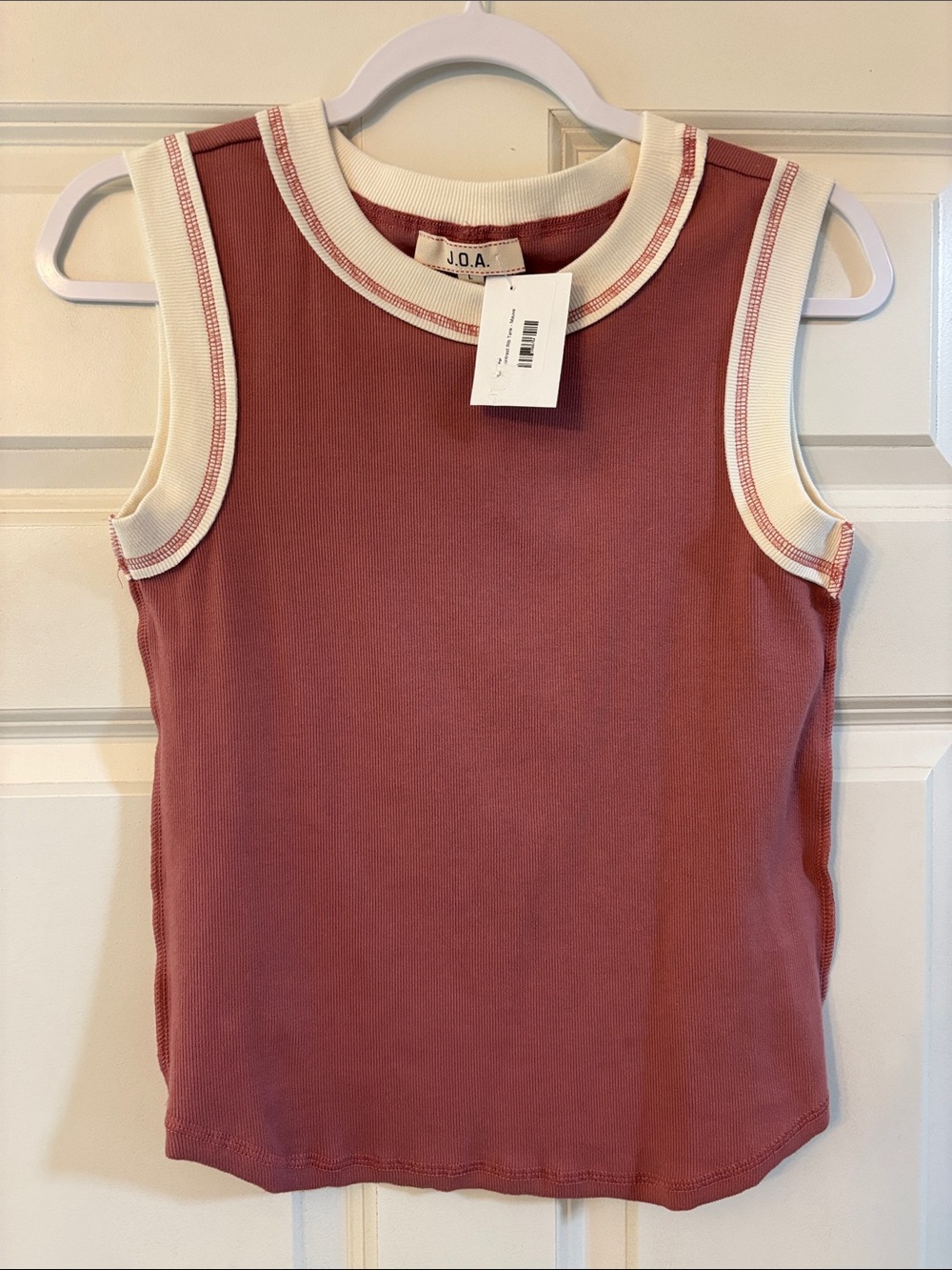 J.O.A. Girls' Dusty Rose Tank with Cream Trim